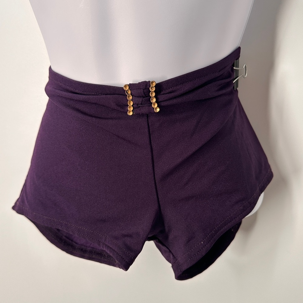 bebé Y2K Women's Lounge Shorts Plum Beaded Bling Bebé Logo Small